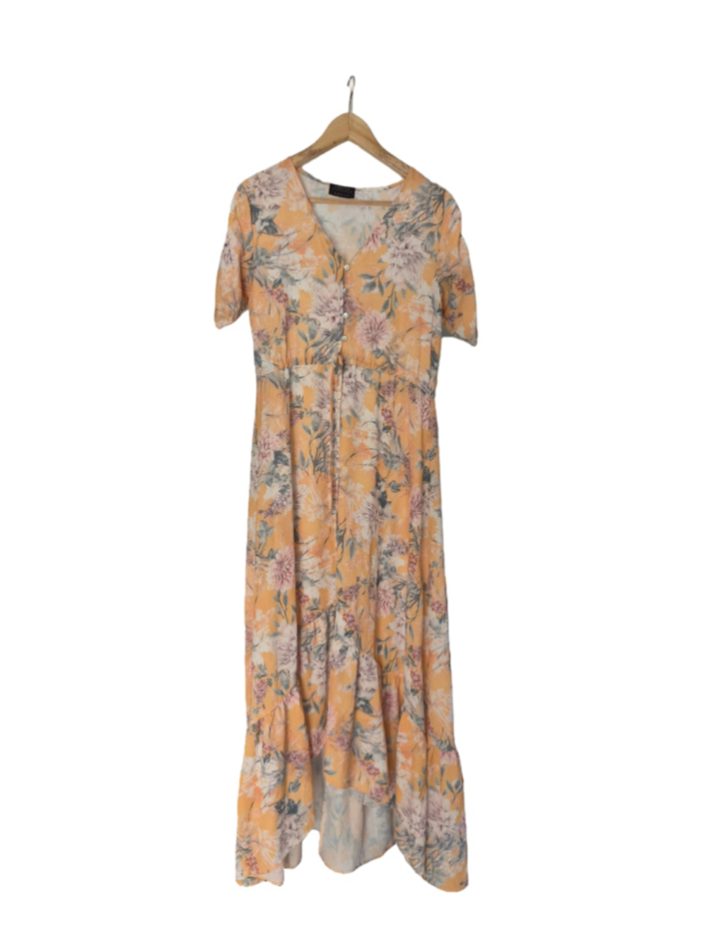 Womance Women's Floral Maxi Dress Size S Yellow White